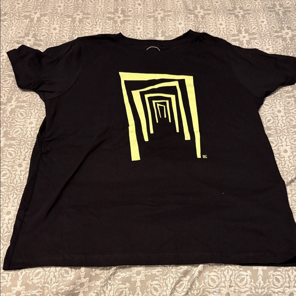 Black T-Shirt with Neon Yellow Whacky Shack Doors - Erie Apparel Youth XL